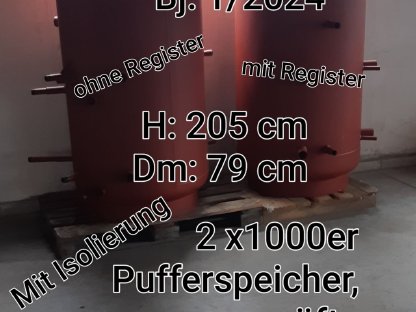 Puffer Pufferspeicher 1.000er, Register / Isolierung, Bj. 8/2024
