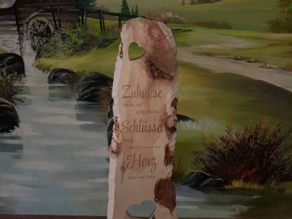 Willkommensständer, Aufstellschild aus Zirbenholz