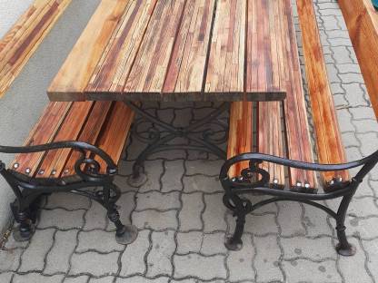 Gartengarnitur Gusseisen und Holz