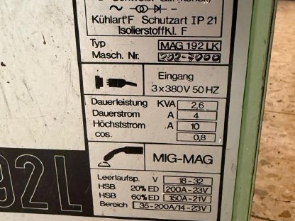 Bild 2:Oerlikon MAG 192 L Schweißgerät – zuverlässiger Klassiker