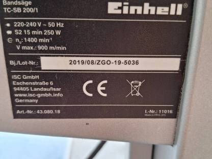 Verkaufe Einhell Bandsäge TC-SB 200/1