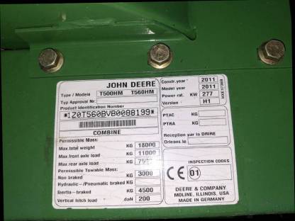 Bild 2:Mähdrescher John Deere T560 Hillmaster Bj. 2011, 6,7 m, 1.770 h