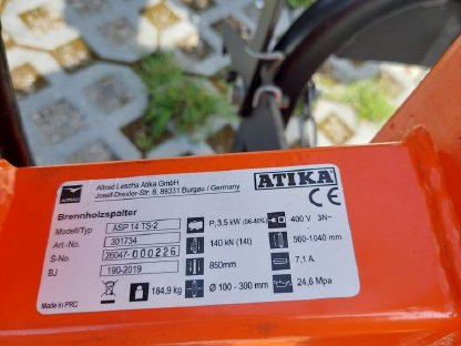 Bild 3:Holzspaltmaschine 14t Atika ASP 14 TS-2