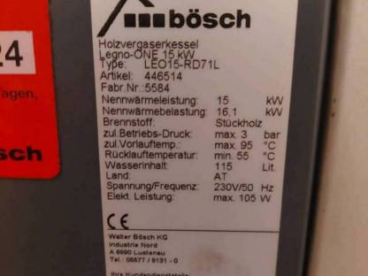 Bild 7:Sehr gut gepflegte 15 kW Heizung von Bösch für Stückholz