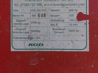 Bild 5:Königswieser Seilwinde KGD 500 ECO
