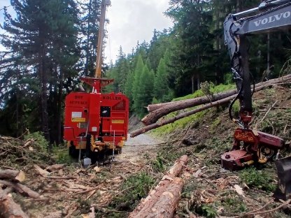 Bild 3:Universelle Forstseilbahn Koller K 307 H + Elektro-Seilwagen