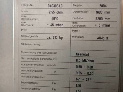 Bild 3:Verkaufe 2,55 m³ Silos