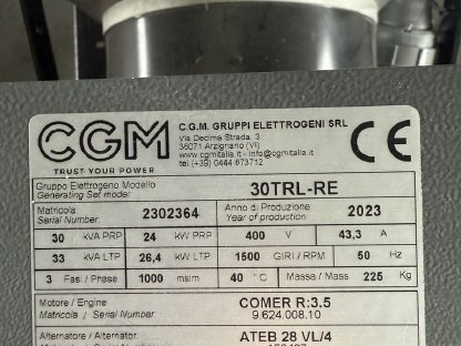 Bild 3:Zapfwellengenerator 30 kVA neu CGM 30TRL-RE
