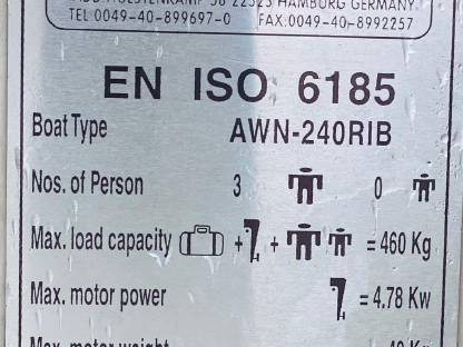 Bild 4:Schlauchboot RIB240 mit Festrumpfboden, Ruderboot, Fischerboot