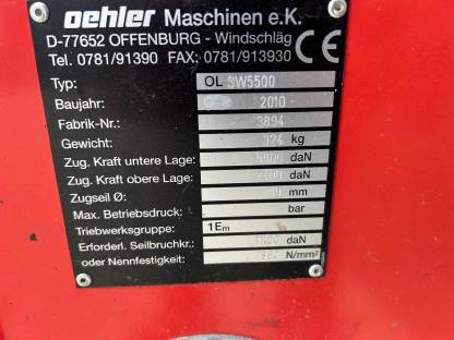 Bild 3:Seilwinde Öhler SW 5500