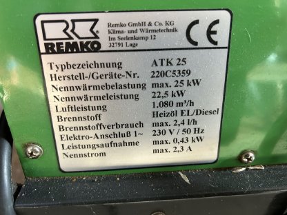 Bild 2:Heizgerät Remko 22 kW