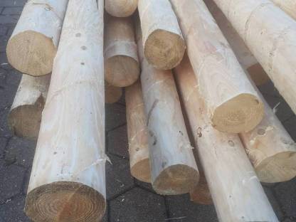 Bild 3:Frisch geschälte Holzpflöcke