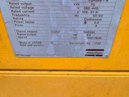 Notstromaggregat Atlas Copco QAS 85