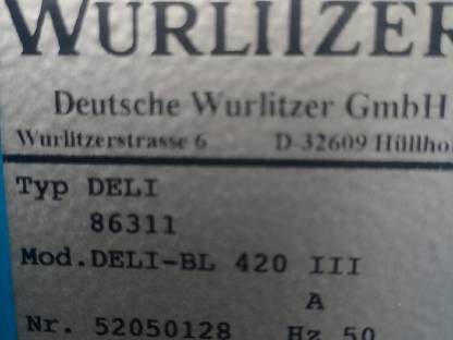Bild 4:Wurlitzer Automat Mod. DELI-BL 420