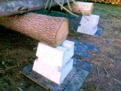 Bild 2:Betonunterlager, Holzunterleger