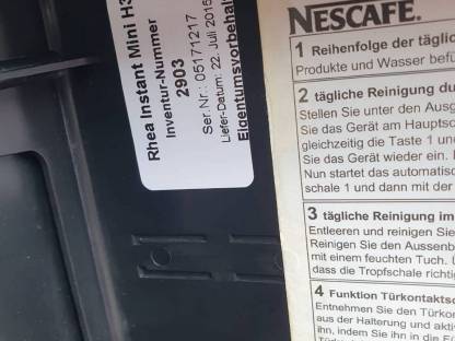 Bild 6:Kaffeevollautomat Nescafe Rheavendors Modell Mini H3