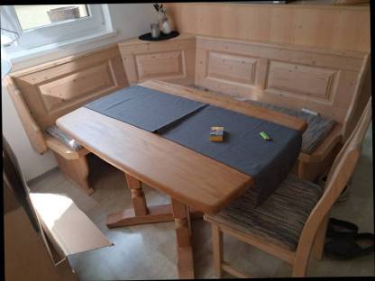 Massivholz Fichte Eckbank, Tisch, Sessel