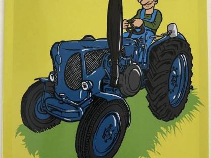 Blechschild 40 x 30 cm Echte Männer fahren Traktor blau