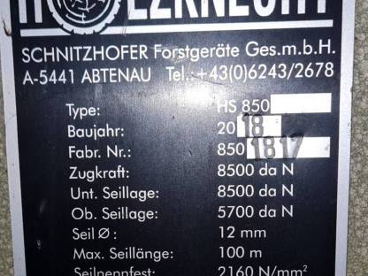 Bild 2:Seilwinde Holzknecht HS 850