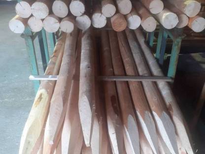 Frisch geschälte Holzpflöcke