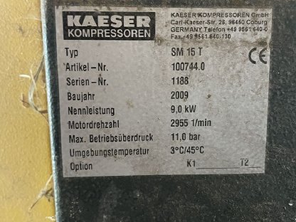 Bild 2:Kompressor 9 KW Kaeser SM 15