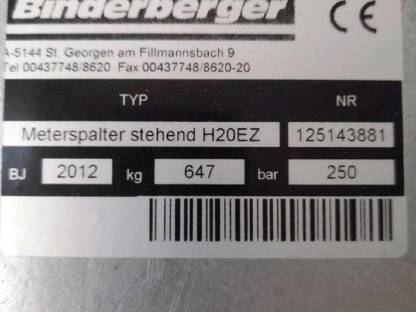 Bild 6:Binderberger Holzspalter HZE 20 stehend
