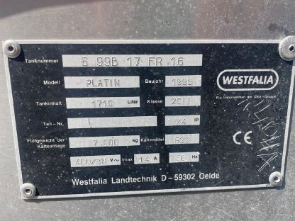 Bild 5:Westfalia 1.710 l Milchtank Modell Platin
