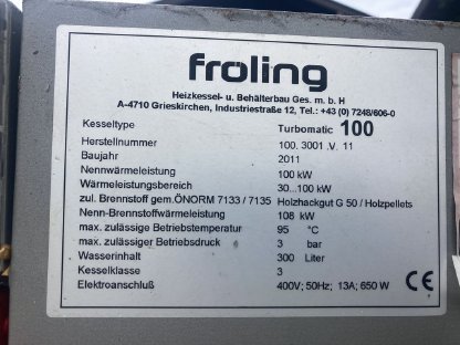 Bild 2:Fröling Hackschnitzelheizung 100 kW