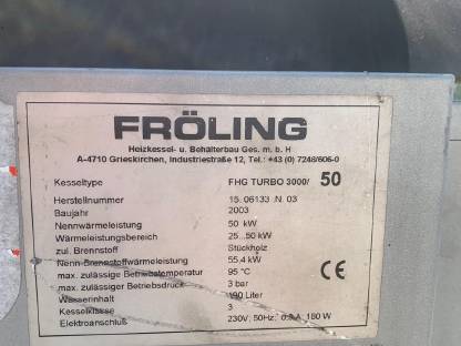 Bild 3:50 kW Holzkessel Fröling FHG Turbo 3000 Holzofen