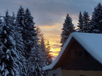 Hütte mit Teichen