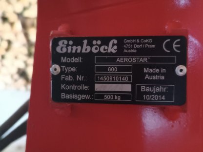 Bild 6:Einböck Aerostar 600 Hackstriegel hydr. Zinkenverstellung