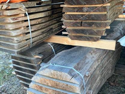 Bild 4:Eichenpfosten entrindet