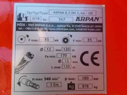 Bild 4:Seilwinde Krpan 8,5t