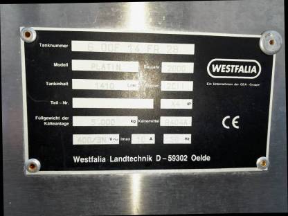 Bild 4:Milchtank Gea Westfalia Kühltank Japy 1.410 l