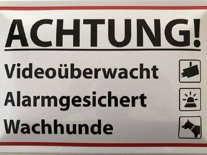 Blechschild 40 x 30 cm Achtung Videoüberwachung