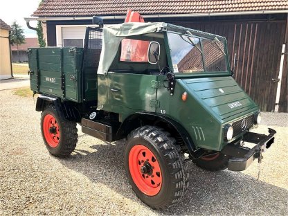 Unimog 411 Cabrio Atlas Kran EZ 3,5 t KFZ