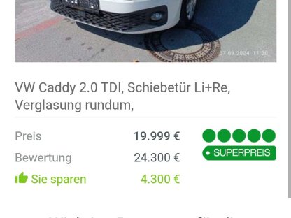 VW Caddy 2.0 TDI, Bj. 22, Schiebetür li. + re., Verglasung rundum