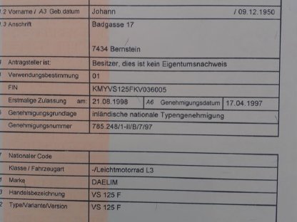 Leicht-Motorrad DAELIM VS 125 F