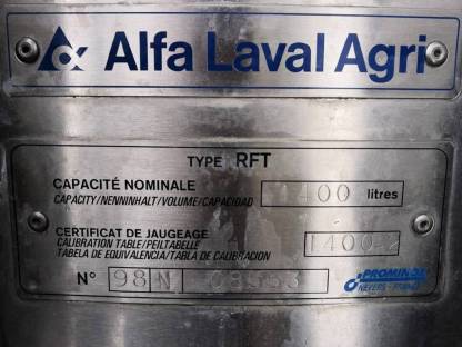 Milchkühlwanne 1.400 l Alfa Laval