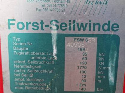 Bild 5:KMB Seilwinde 6t 170cm Schild