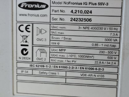 Bild 2:Fronius Wechselrichter IG Plus 55V Datalogger Web