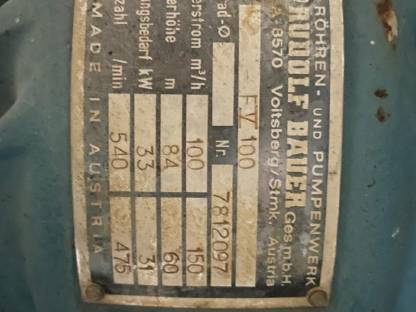 Bild 6:5x Bauer Beregnungspumpe FV 100