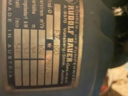 Bild 3:5x Bauer Beregnungspumpe FV 100