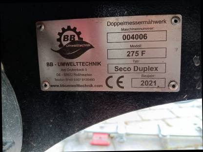 Bild 5:Mähwerk Doppelmesser BB Umwelttechnik Seco Duplex 275F