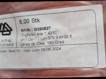 Bild 4:Zugfeder Edelstahl Nirosta 6 Stk.