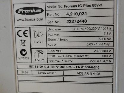 Bild 3:Fronius Wechselrichter IG Plus 55V Datalogger Web