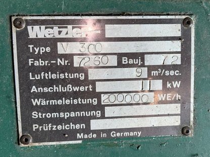 Bild 4:Trocknungsanlagengebläse mit Weishaupt Ölbrenner