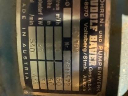 Bild 4:5x Bauer Beregnungspumpe FV 100