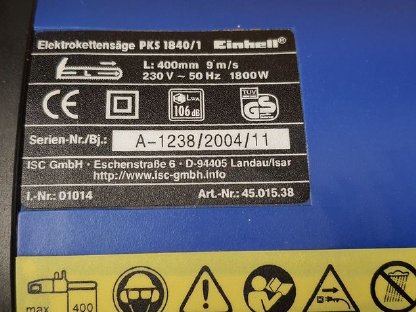Bild 4:Einhell Royal Elektrokettensäge PSK 1840/1, 230 V