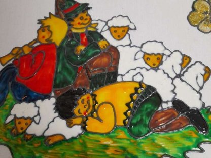 Bild 2:9-teilige Window Color Fensterbilder, Wandbilder Handarbeit